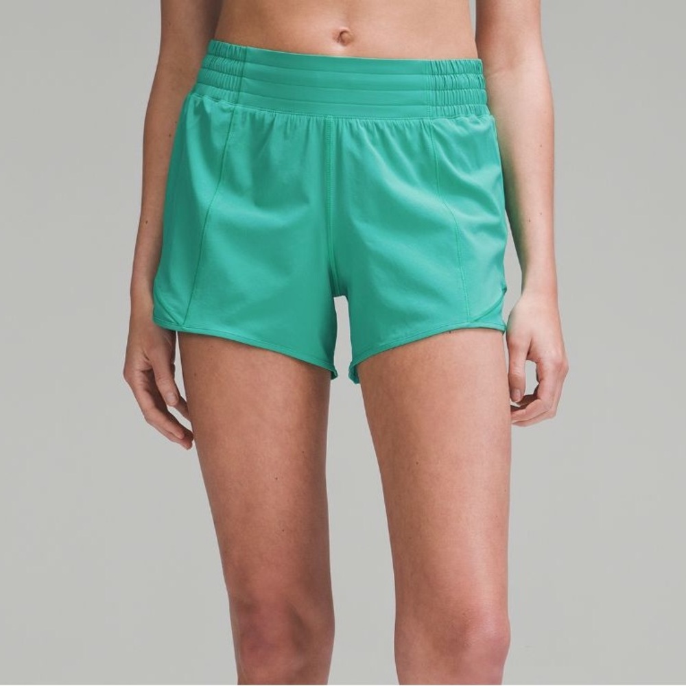 Hotty Hot High-Rise Lined Short 4" Kelley green lululemon shorts